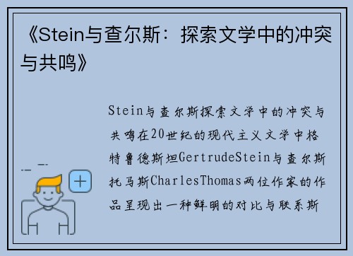 《Stein与查尔斯：探索文学中的冲突与共鸣》