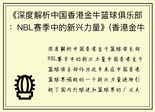 《深度解析中国香港金牛篮球俱乐部：NBL赛季中的新兴力量》(香港金牛集团控股有限公司)